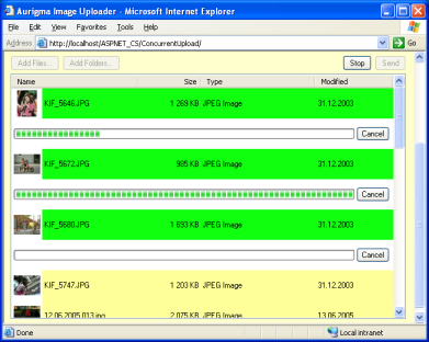 Concurrent Upload sample, ActiveX