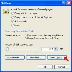View Objects button in IE6 options.