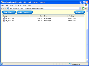 Robust Upload sample, ActiveX