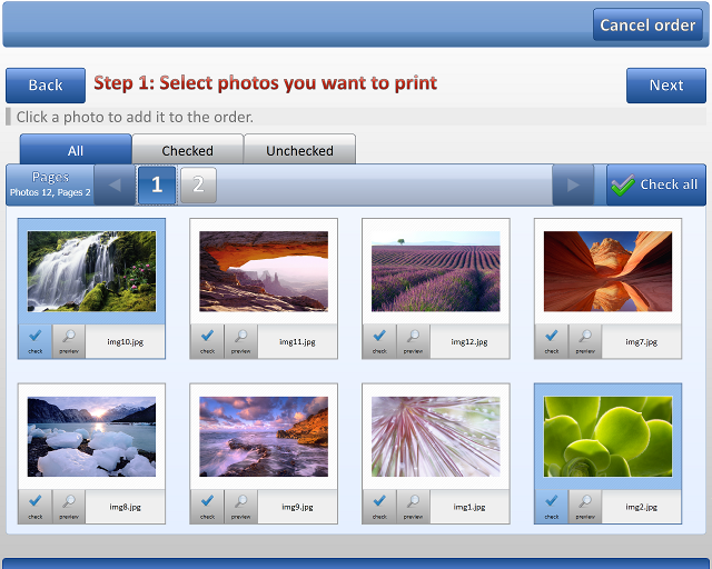 Photo Selection screen