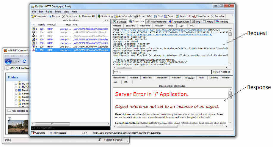 Using Fiddler to debug upload script in ASP.NET