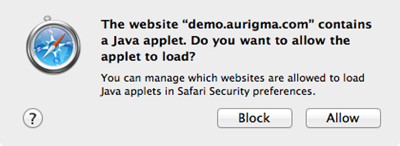 Do you want to allow the aplet to load