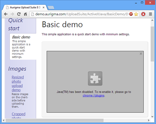 Java has been disabled Java has been disabled