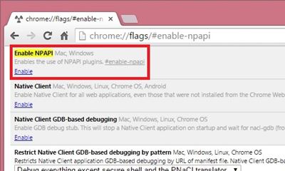 Click Enable NPAPI to get Java plugin back. Click Enable NPAPI to get Java plugin back.