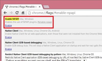Click Enable NPAPI to get Java plugin back.