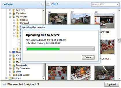 Image Uploader 7 progress dialog.