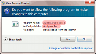 The company name on the security dialog displayed during the control installation.