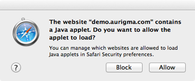 Do you want to allow the applet to load Do you want to allow the applet to load