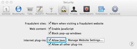Safari Allow Java