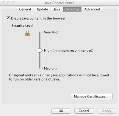 Enable Java content in the browser Enable Java content in the browser
