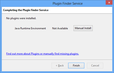 If Plugin Finder Service couldn’t install a plugin, you should click the Manual Install button If Plugin Finder Service couldn’t install a plugin, you should click the Manual Install button