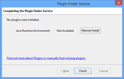 If Plugin Finder Service couldn’t install a plugin, you should click the Manual Install button