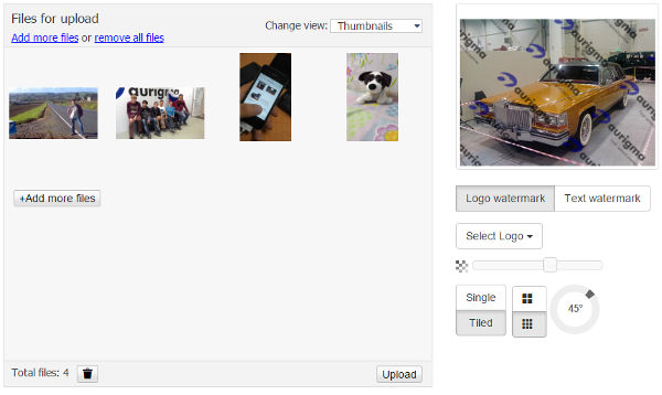 Upload Suite watermark demo screenshot.