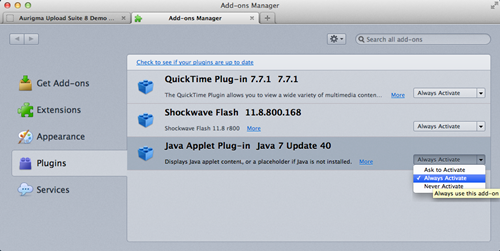 Always Activate in Add-ons Manager Always Activate in Add-ons Manager
